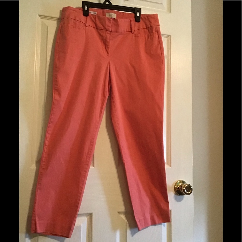 Women’s LOFT Coral Color Original Ankle Pant Size Original 6 Like New